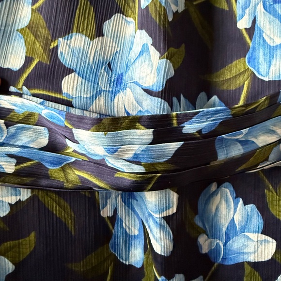 SACHIN + BABI Kayla Crinkle Georgette Floral‎ Gown Blue Bow Maxi Coquette 10 - Picture 6 of 9